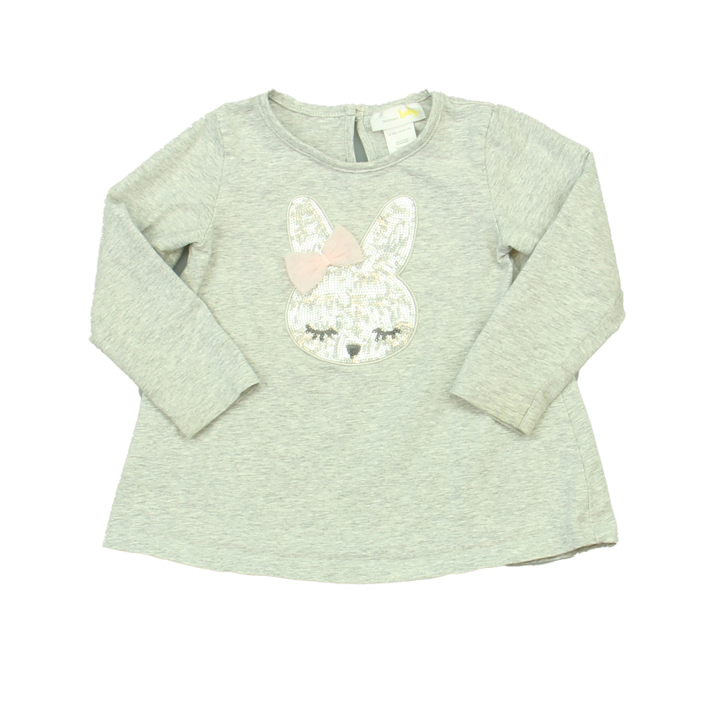 Bloomie's Baby Girls Gray Bunny Long Sleeve Shirt size: 12 Months